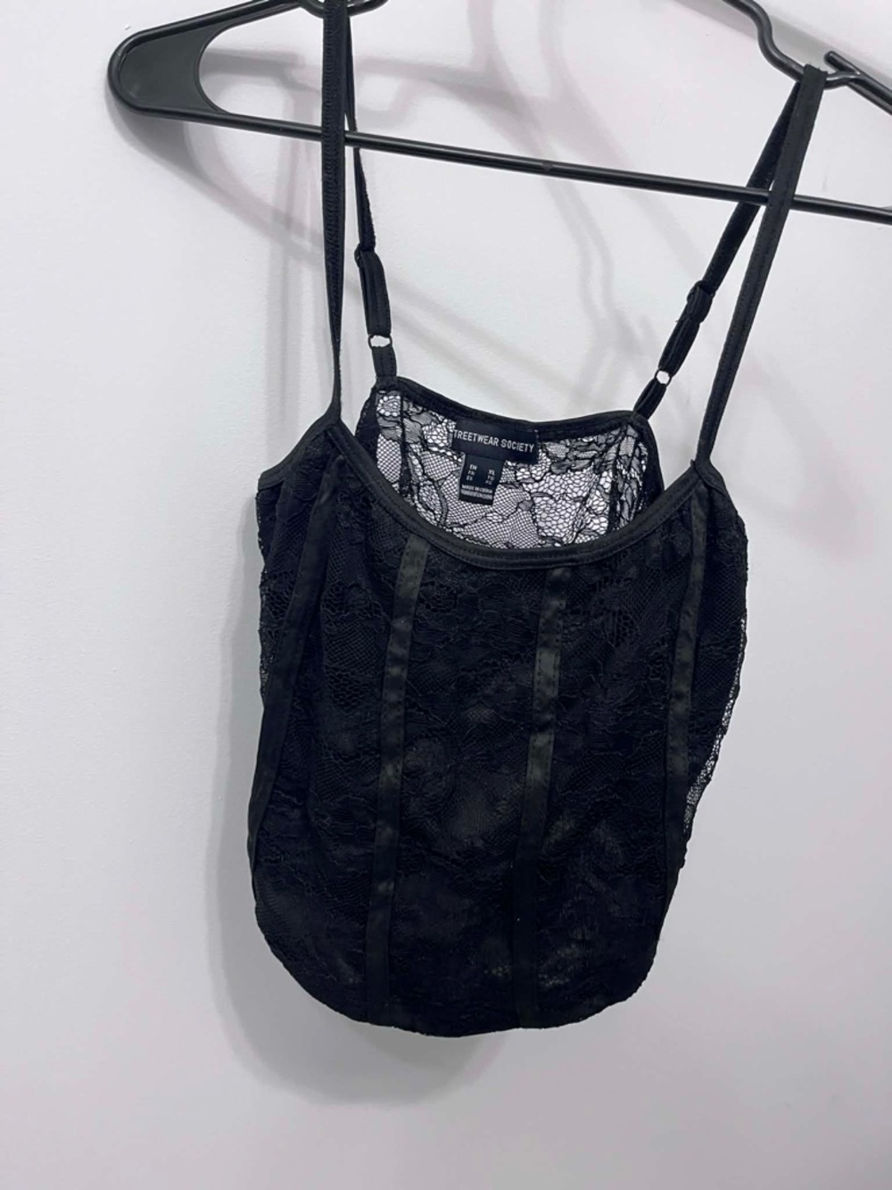 Streetwear Society Black Lace Crewneck Top